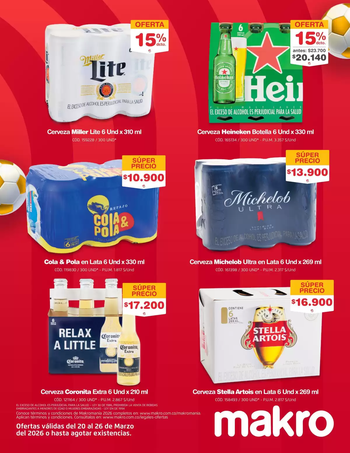 Ofertas de Makro Colombia de 20 a 26 marzo 2026 Excelente oferta para todos los clientes
