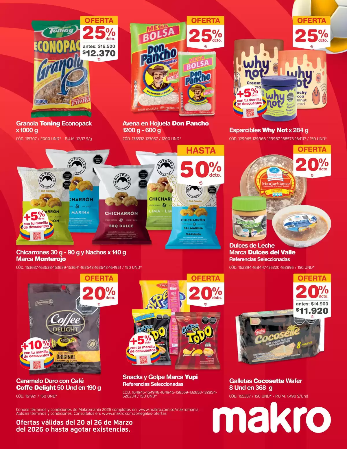 Ofertas de Makro Colombia de 20 a 26 marzo 2026 Excelente oferta para todos los clientes