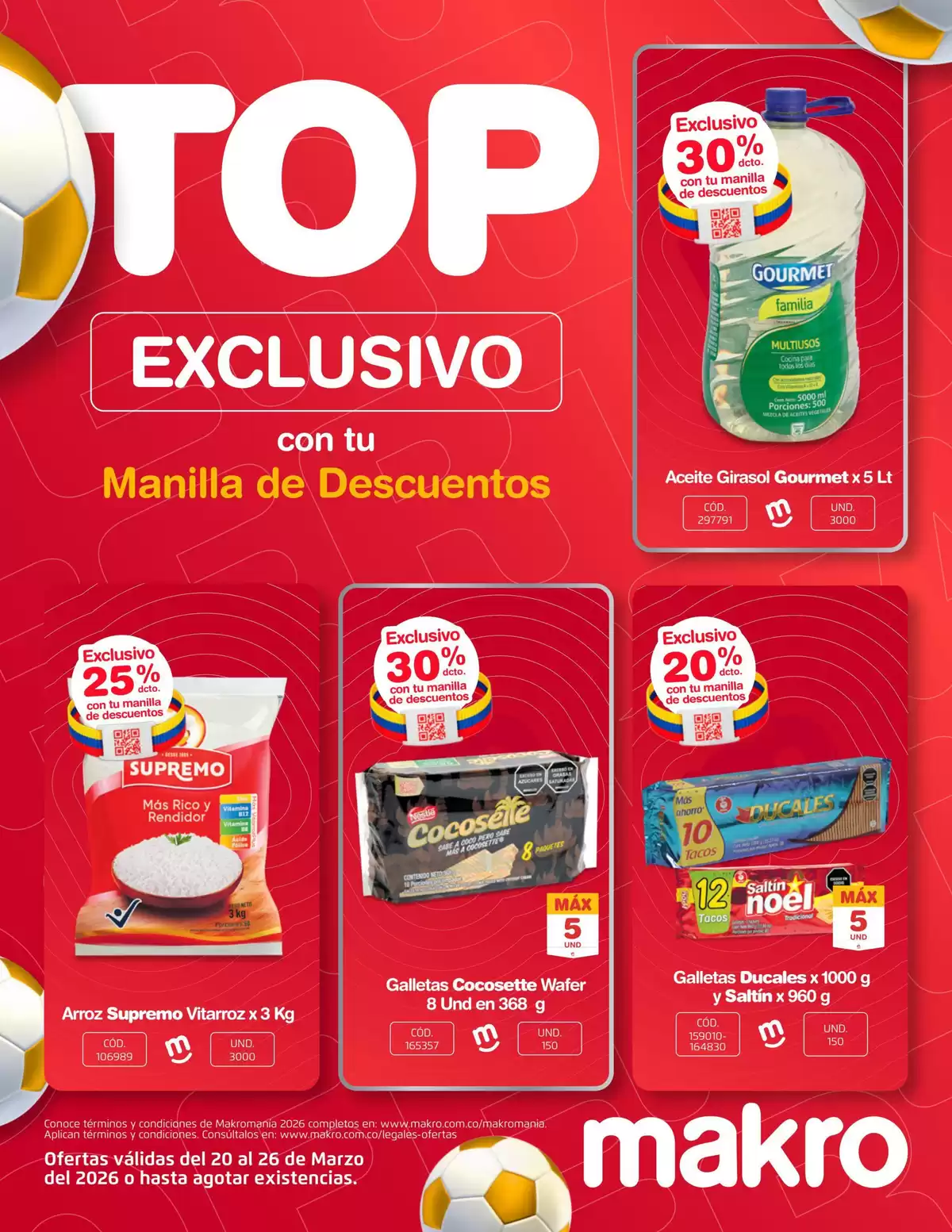 Ofertas de Makro Colombia de 20 a 26 marzo 2026 Excelente oferta para todos los clientes