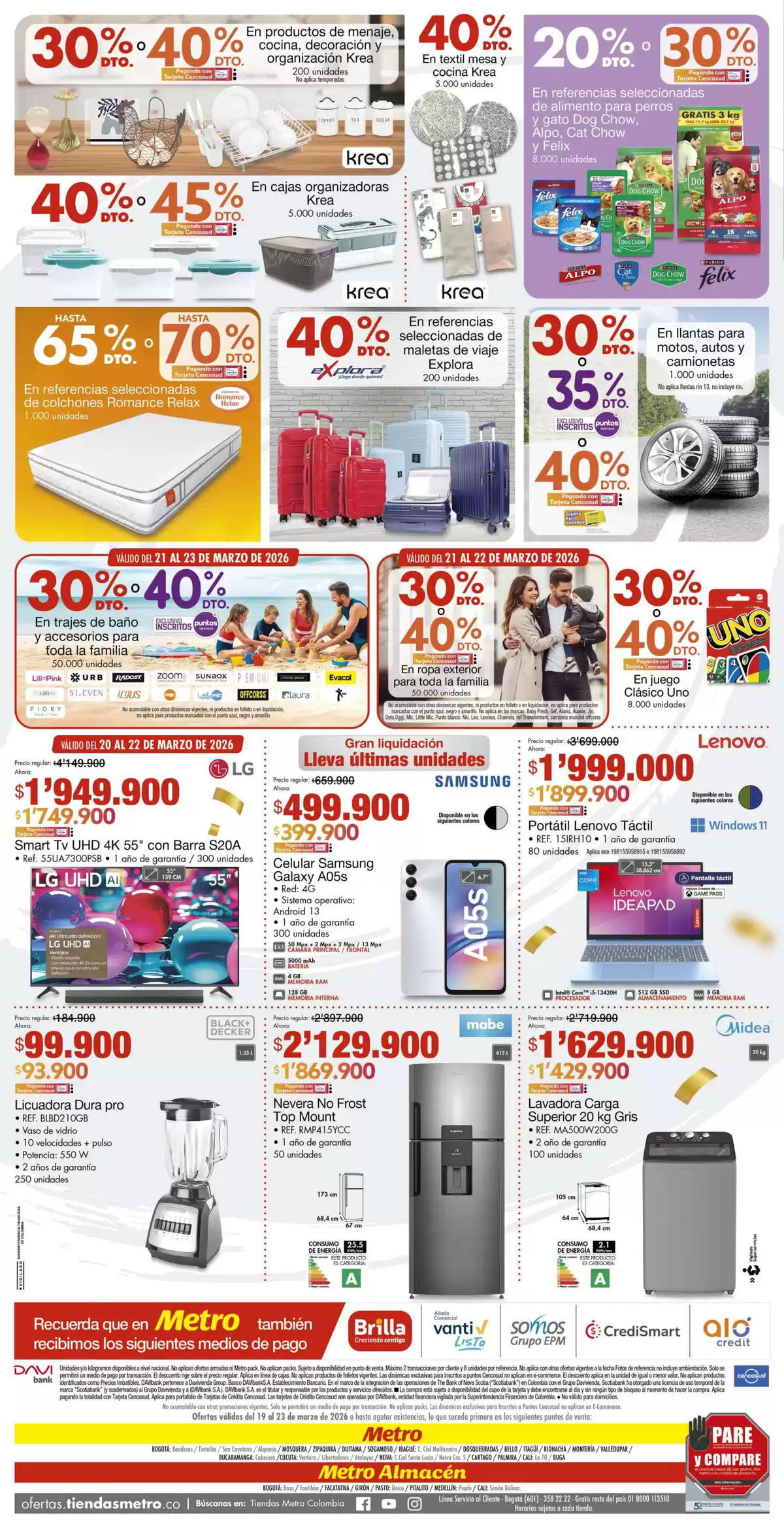 Ofertas de Tiendas Metro Colombia de 19 a 23 marzo 2026 Metro es Mas Mundial