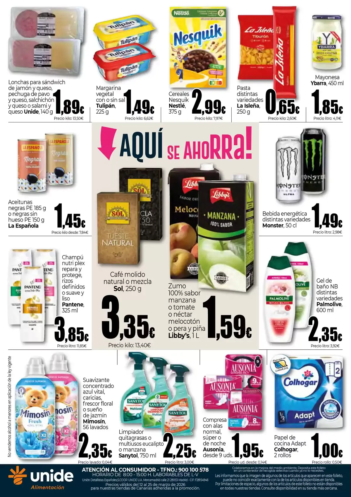 Ofertas de Unide Alimentación España de 12 a 25 marzo 2026 Aqui se Ahorra