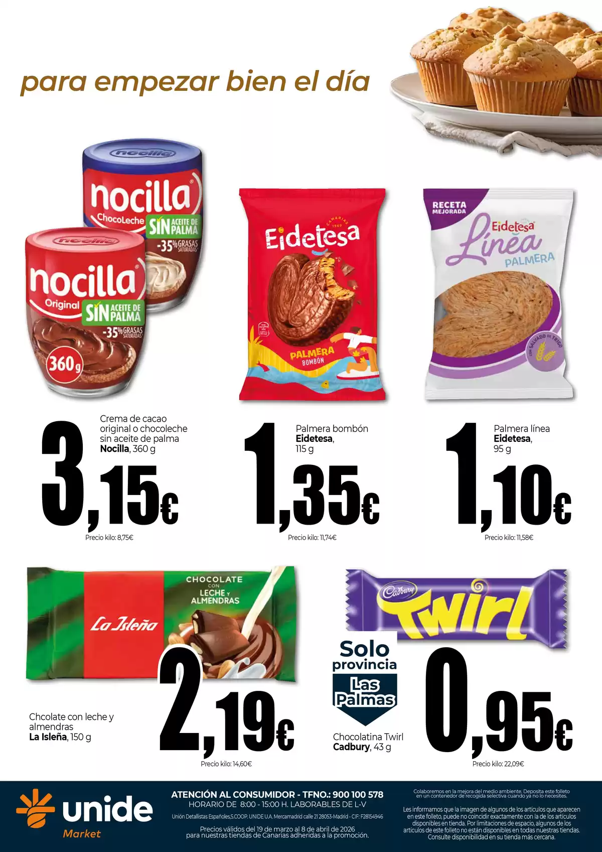 Ofertas de Unide Market España de 19 marzo a 8 abril 2026 Especial Desayunos