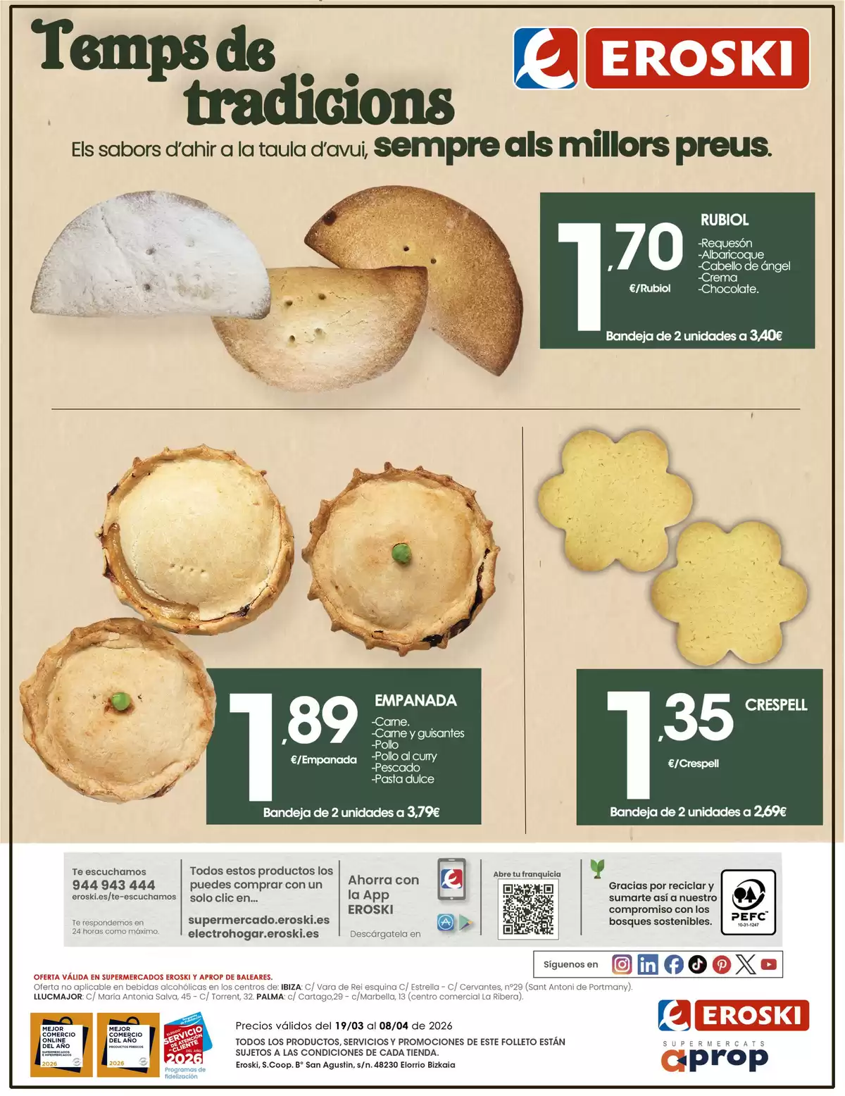 Ofertas de Eroski España de 19 marzo a 8 abril 2026 Temps de tradicions