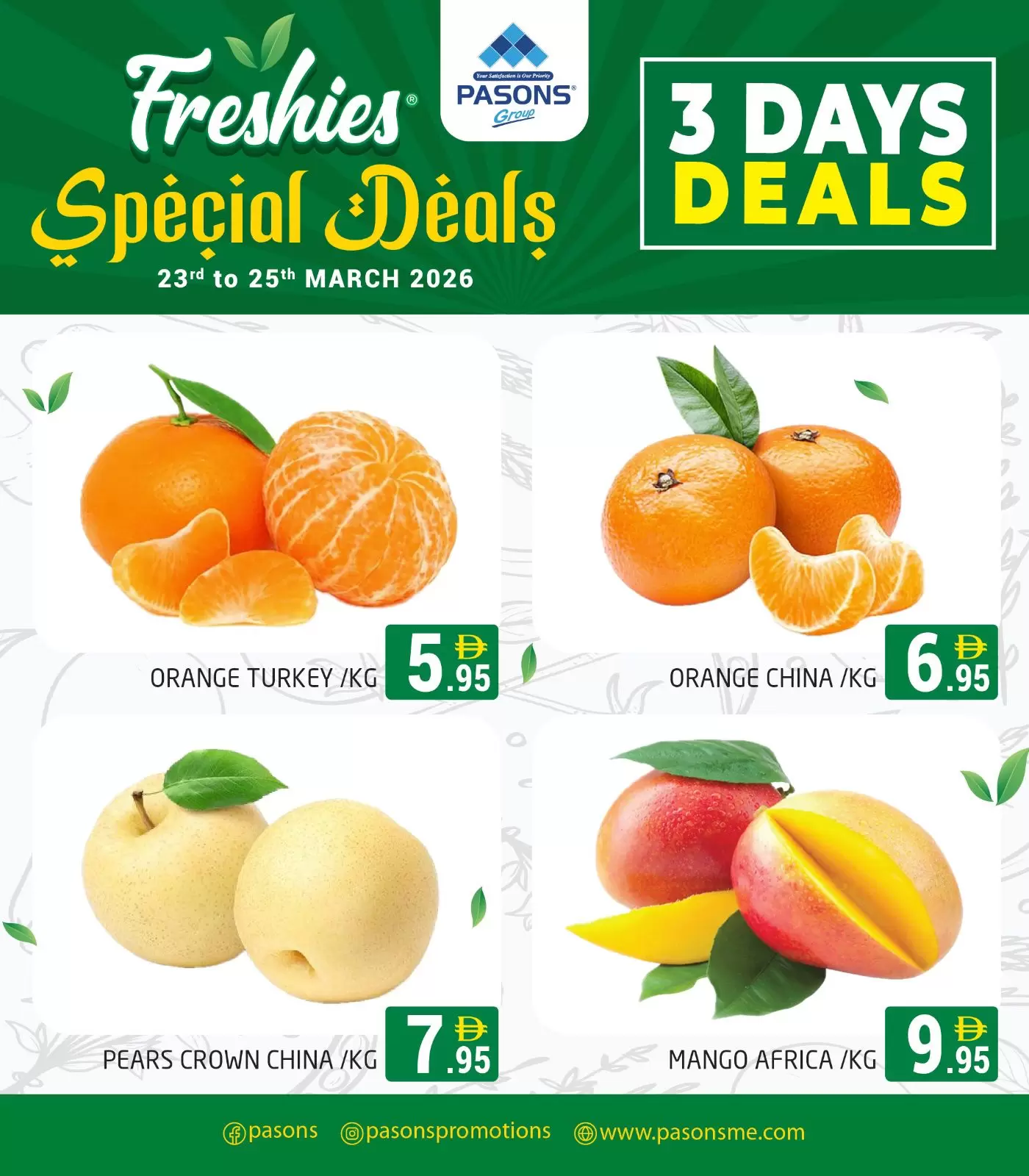 Offres supermarché Pasons Émirats arabes unis de 23 à 25 mars 2026 Offres fraîches - Page 1