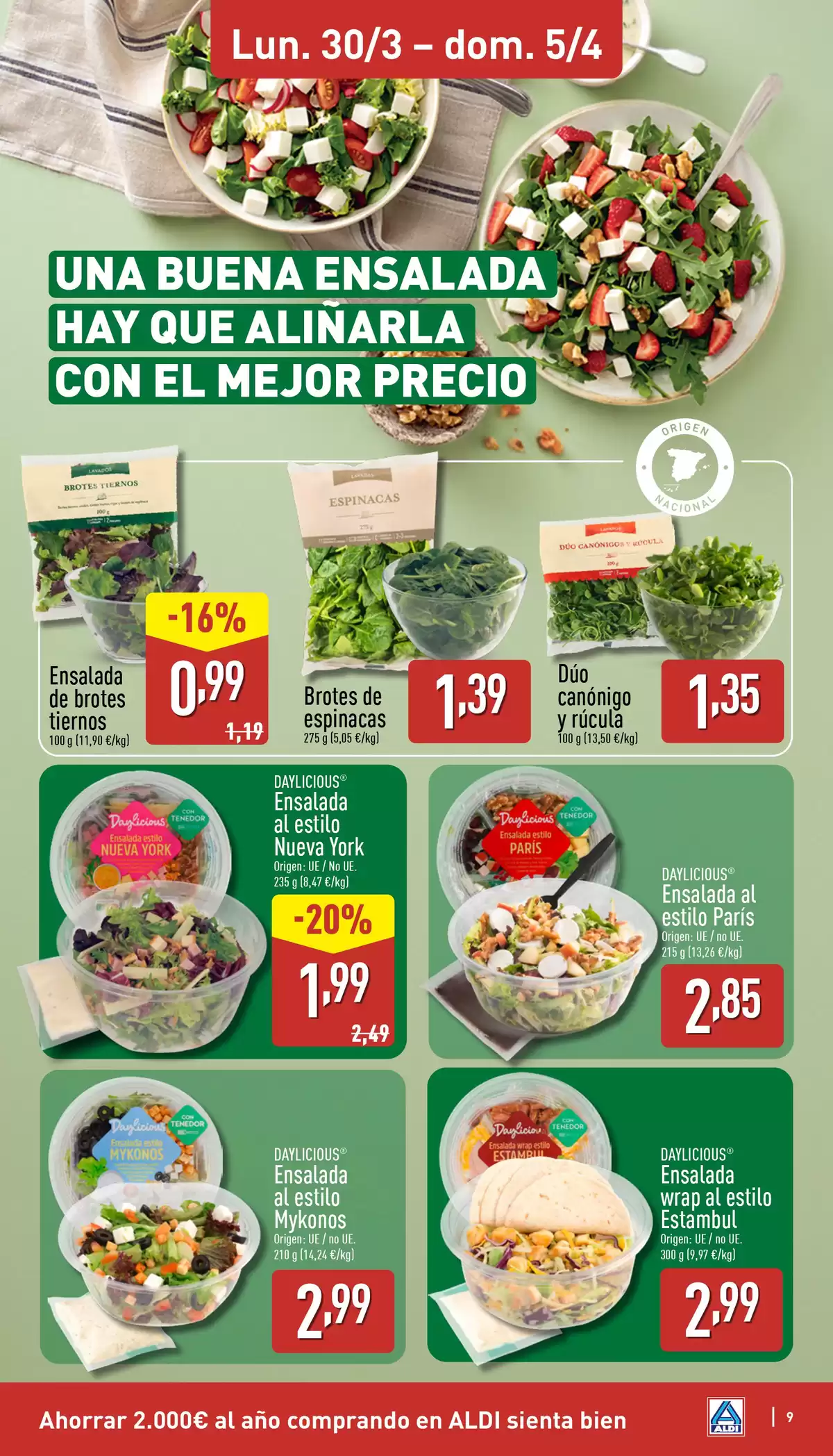 Ofertas de ALDI España de 30 marzo a 5 abril 2026 ¡Qué poco cuesta comprar bien!
