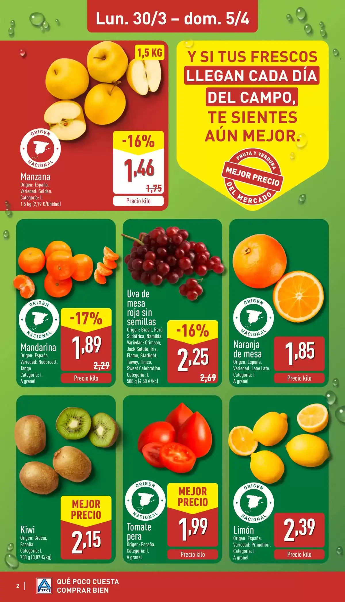 Ofertas de ALDI España de 30 marzo a 5 abril 2026 ¡Qué poco cuesta comprar bien!