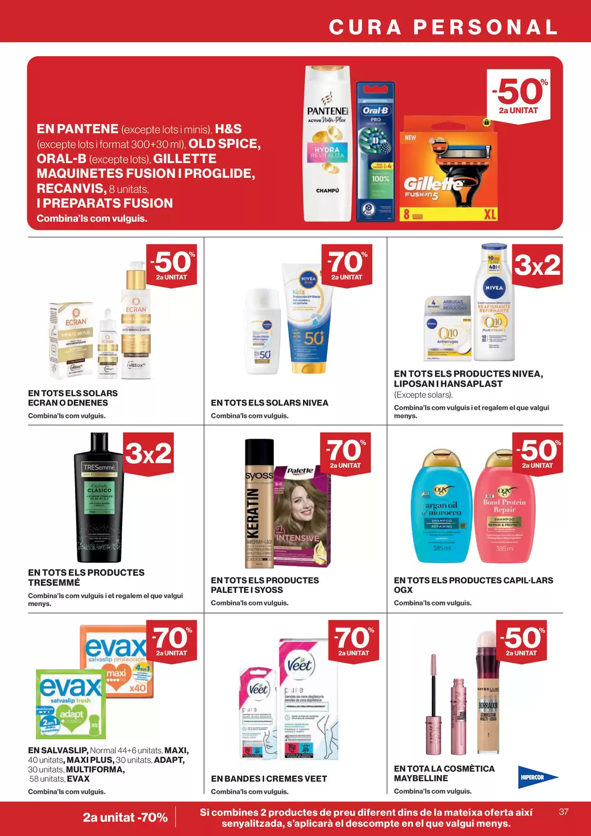 Ofertas de Hipercor España de 25 marzo a 8 abril 2026 -70% 2a Unitat En Milers De Productes