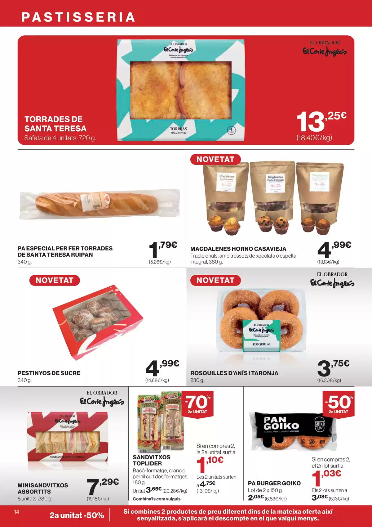 Ofertas de Hipercor España de 25 marzo a 8 abril 2026 -70% 2a Unitat En Milers De Productes