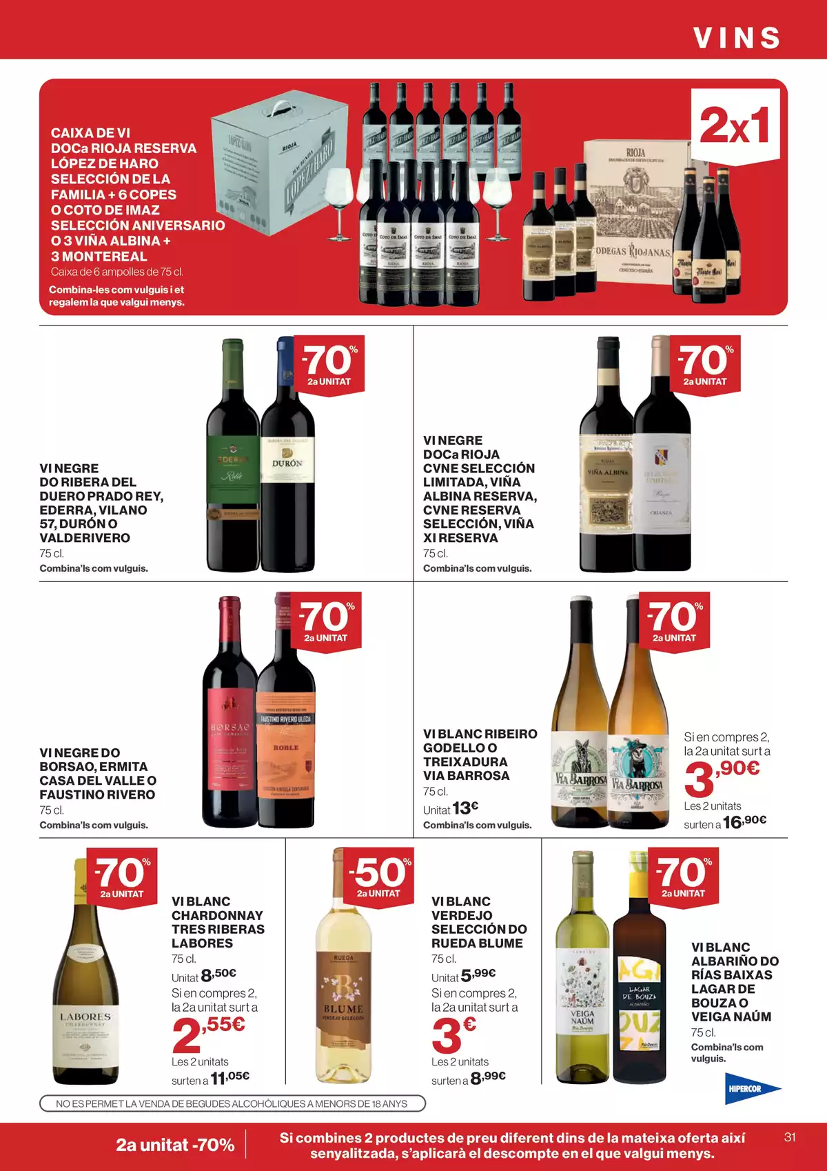 Ofertas de Hipercor España de 25 marzo a 8 abril 2026 -70% 2a Unitat En Milers De Productes