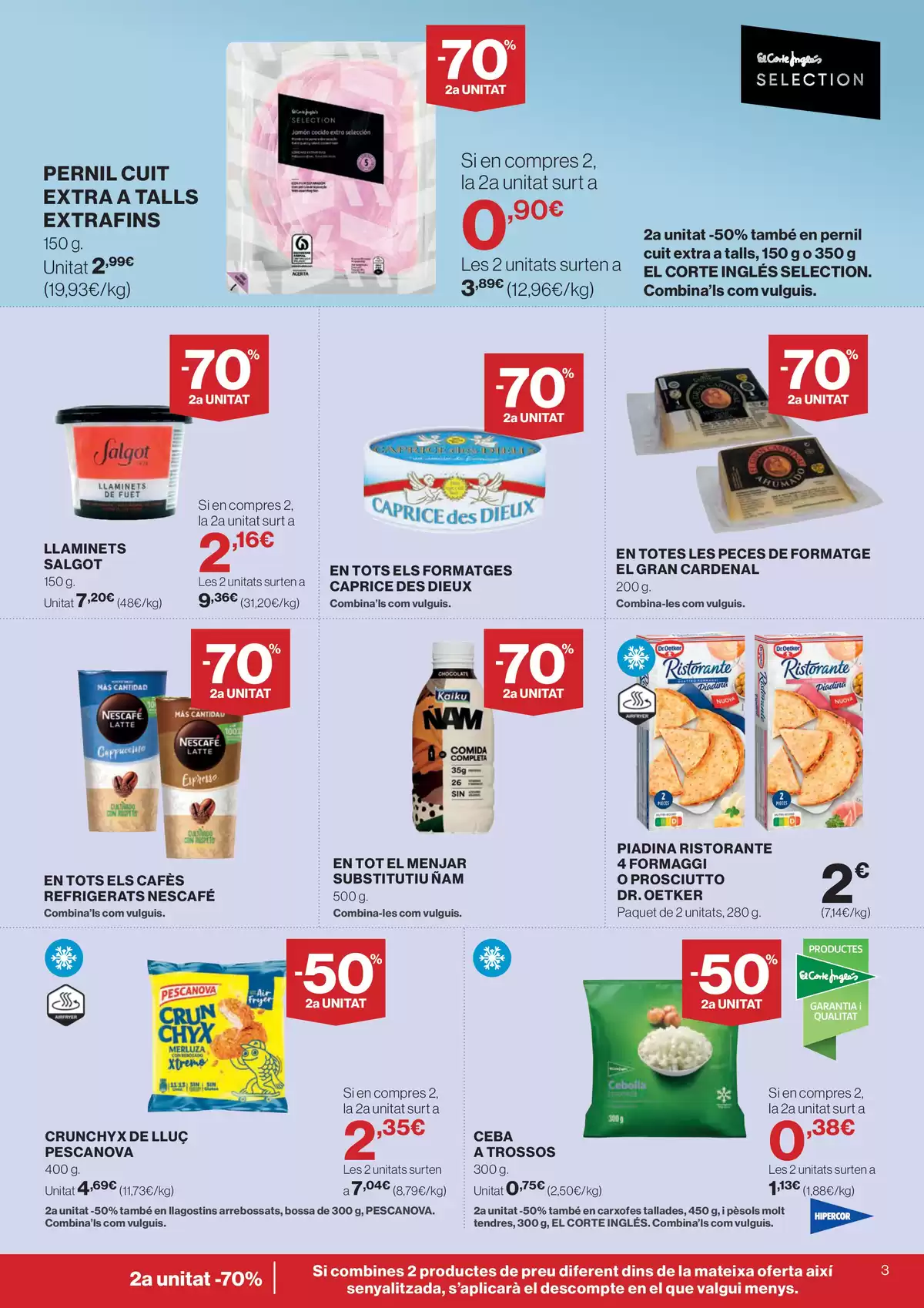 Ofertas de Hipercor España de 25 marzo a 8 abril 2026 -70% 2a Unitat En Milers De Productes