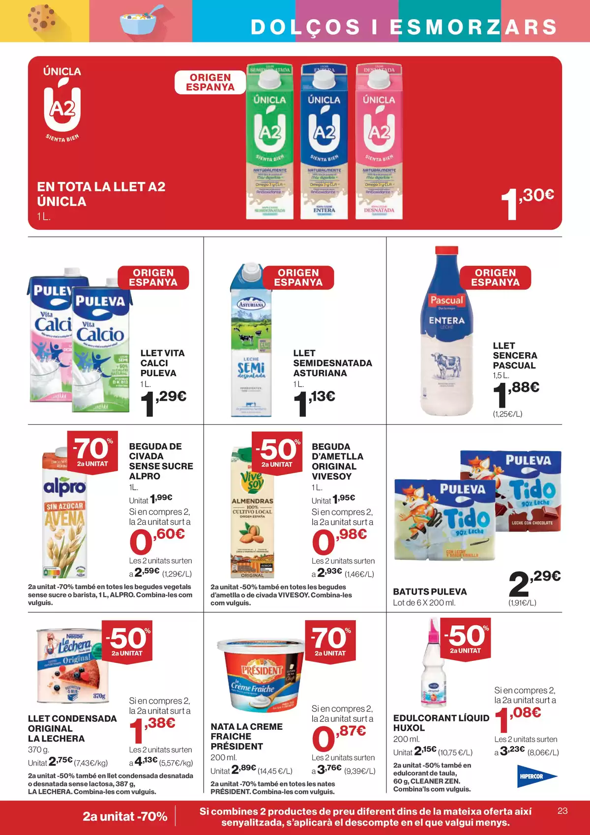 Ofertas de Hipercor España de 25 marzo a 8 abril 2026 -70% 2a Unitat En Milers De Productes