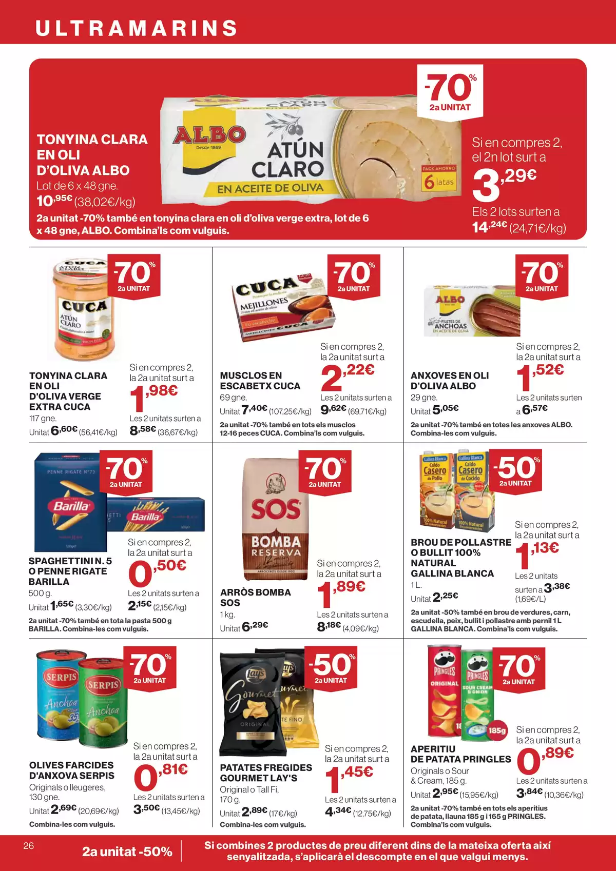 Ofertas de Hipercor España de 25 marzo a 8 abril 2026 -70% 2a Unitat En Milers De Productes
