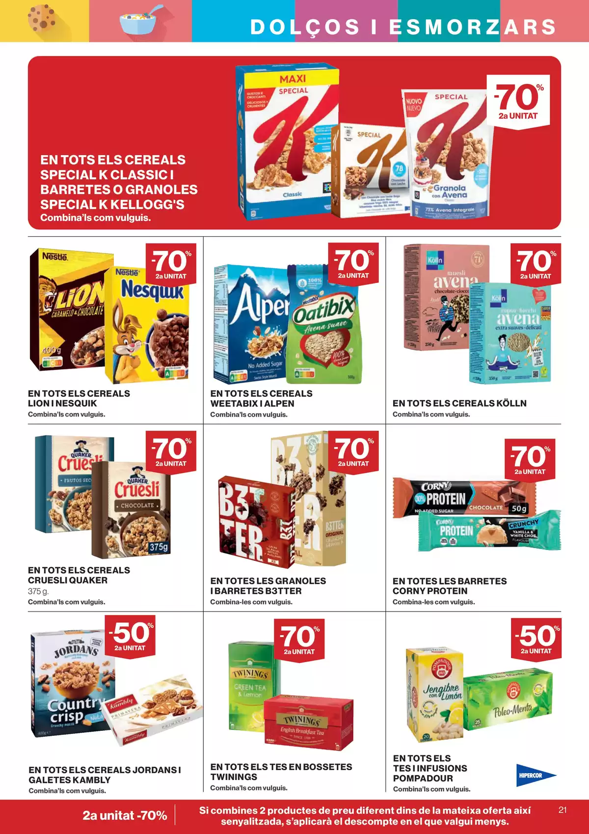 Ofertas de Hipercor España de 25 marzo a 8 abril 2026 -70% 2a Unitat En Milers De Productes
