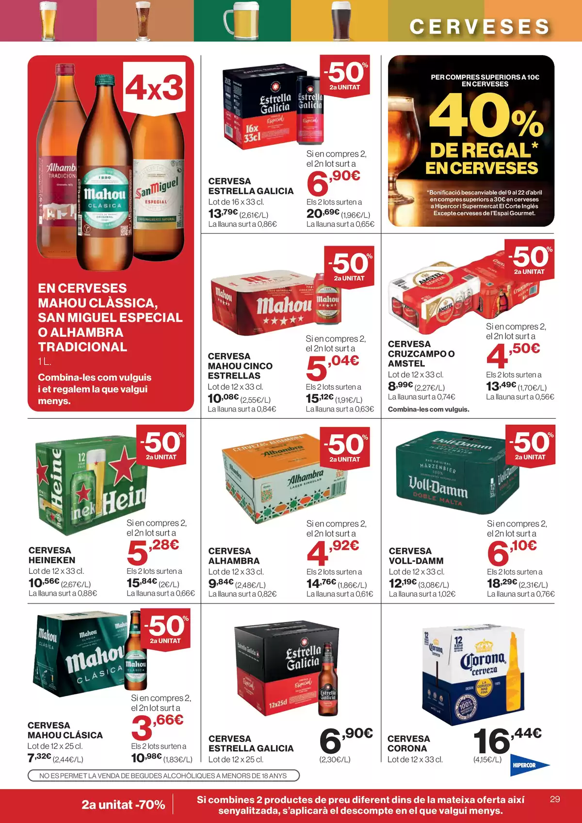 Ofertas de Hipercor España de 25 marzo a 8 abril 2026 -70% 2a Unitat En Milers De Productes