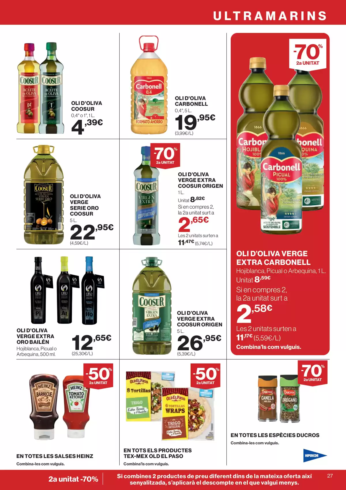 Ofertas de Hipercor España de 25 marzo a 8 abril 2026 -70% 2a Unitat En Milers De Productes