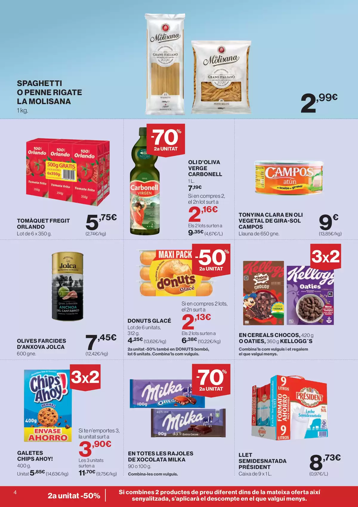 Ofertas de Hipercor España de 25 marzo a 8 abril 2026 -70% 2a Unitat En Milers De Productes