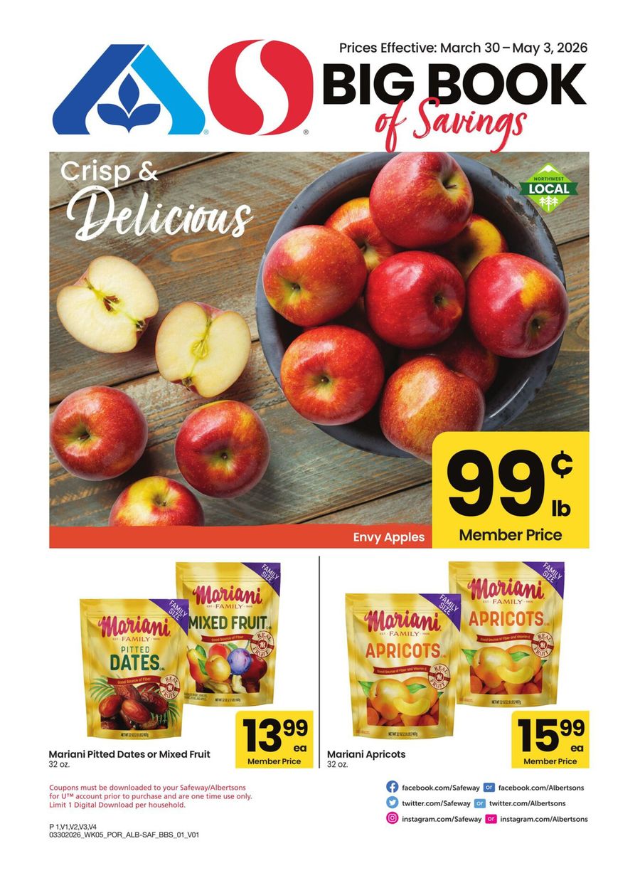 Offres Albertsons États-Unis Portland de 30 mars à 3 mai 2026 GRAND LIVRE DES ÉCONOMIES - Albertsons - États-Unis - 30 mars 2026 – 3 mai 2026 - Page 1