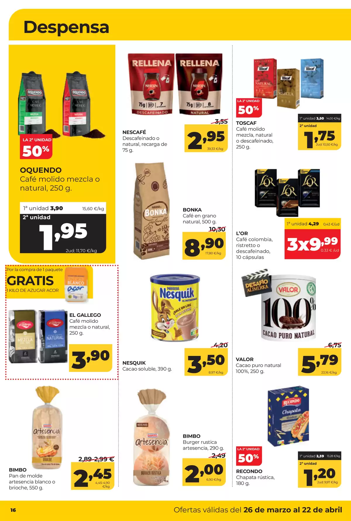 Offres ‎Supermarchés Alimerka‎ Espagne de 26 mars à 22 avril 2026 Catalogue d'offres mensuelles - ‎Supermarchés Alimerka‎ - Espagne - 26 mars 2026 – 22 avril 2026 - Page 16