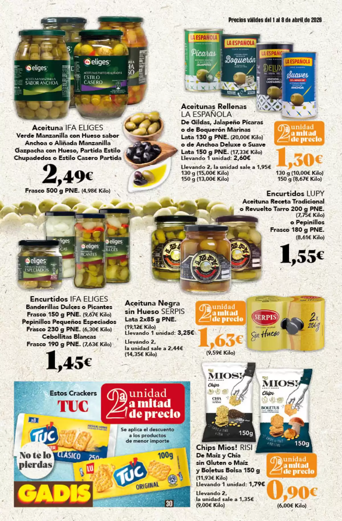 Offres GADIS Supermarché Espagne de 1 à 8 avril 2026 Nouveaux prix - GADIS - Espagne - 1 avril 2026 – 8 avril 2026 - Page 30