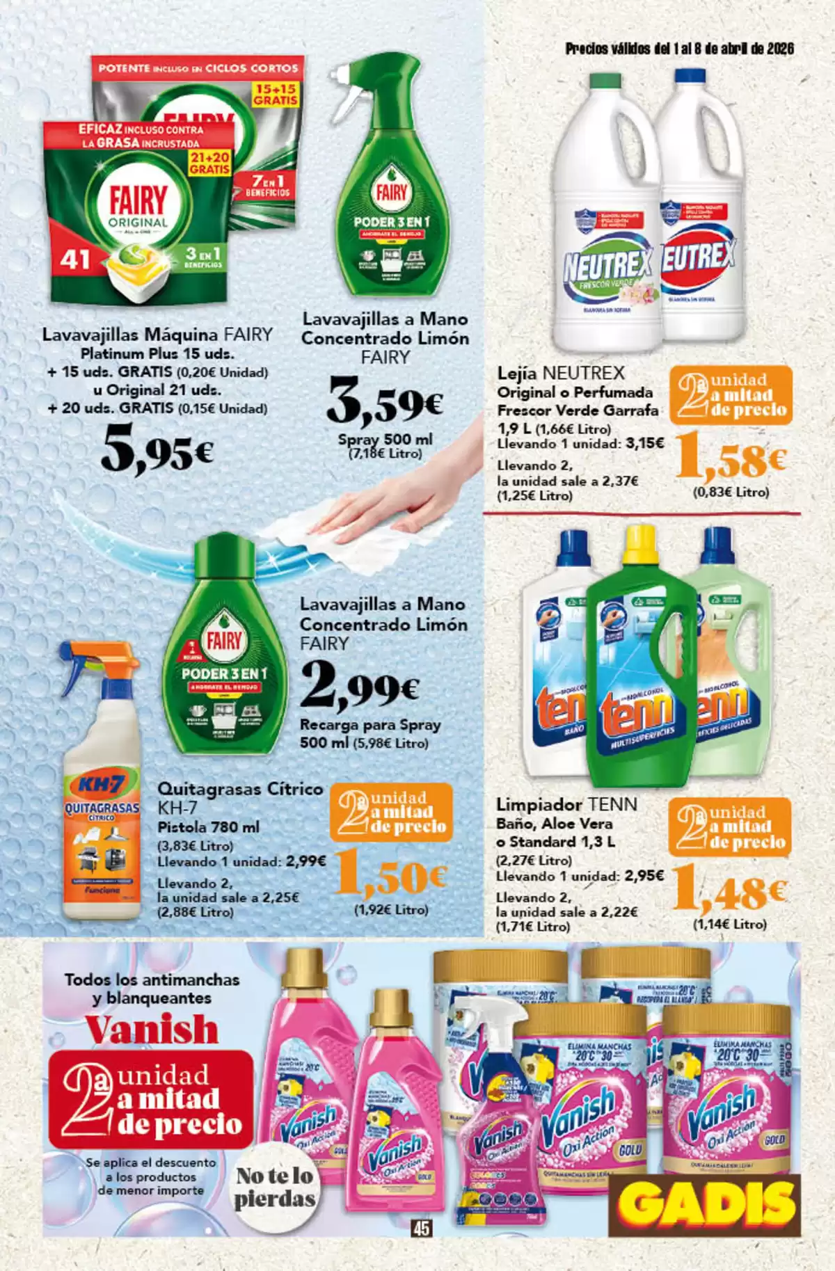 Offres GADIS Supermarché Espagne de 1 à 8 avril 2026 Nouveaux prix - GADIS - Espagne - 1 avril 2026 – 8 avril 2026 - Page 45