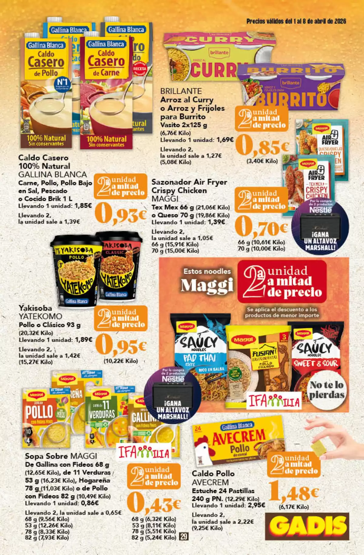 Offres GADIS Supermarché Espagne de 1 à 8 avril 2026 Nouveaux prix - GADIS - Espagne - 1 avril 2026 – 8 avril 2026 - Page 29