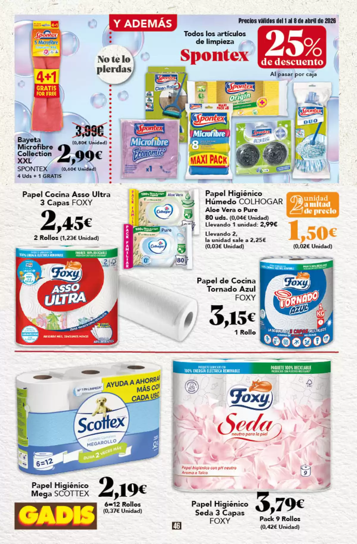 Offres GADIS Supermarché Espagne de 1 à 8 avril 2026 Nouveaux prix - GADIS - Espagne - 1 avril 2026 – 8 avril 2026 - Page 46