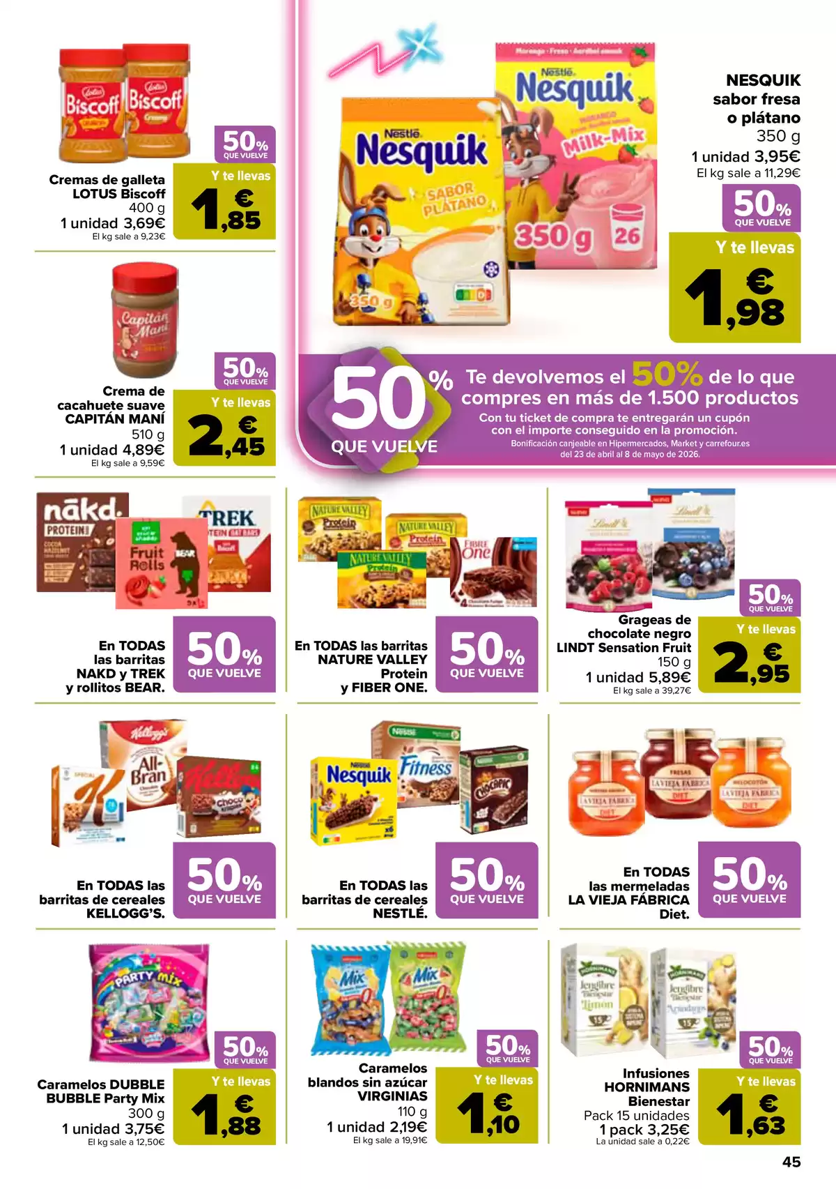 Offres Carrefour Espagne de 7 à 22 avril 2026 50% DE RETOUR + 3x2 - Carrefour - Espagne - 7 avril 2026 – 22 avril 2026 - Page 43