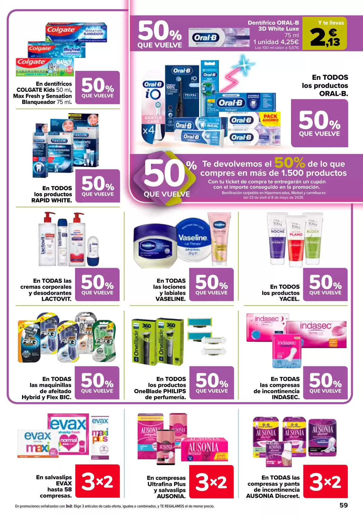 Offres Carrefour Espagne de 7 à 22 avril 2026 50% DE RETOUR + 3x2 - Carrefour - Espagne - 7 avril 2026 – 22 avril 2026 - Page 57