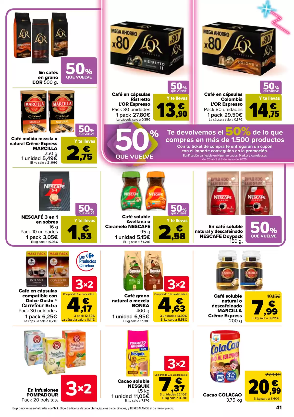 Offres Carrefour Espagne de 7 à 22 avril 2026 50% DE RETOUR + 3x2 - Carrefour - Espagne - 7 avril 2026 – 22 avril 2026 - Page 39