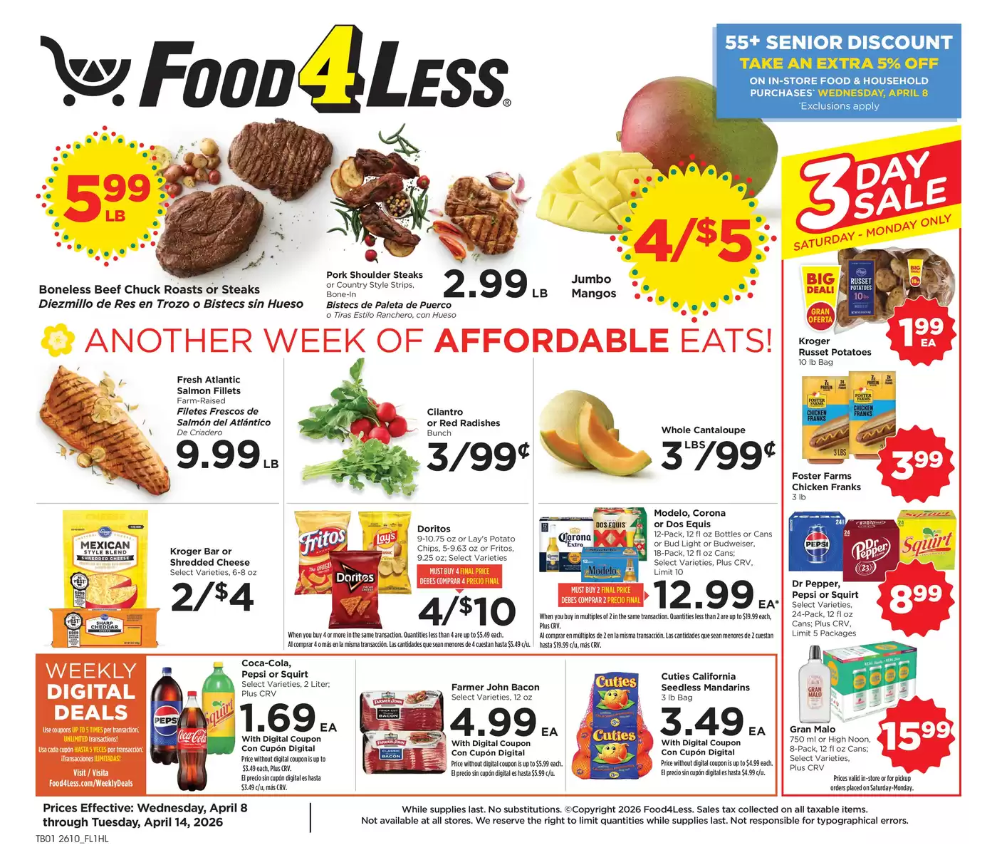 Offres Food 4 Less États-Unis de 8 à 14 avril 2026 Nos meilleures offres pour vous - Food 4 Less - États-Unis - 8 avril 2026 – 14 avril 2026 - Page 1