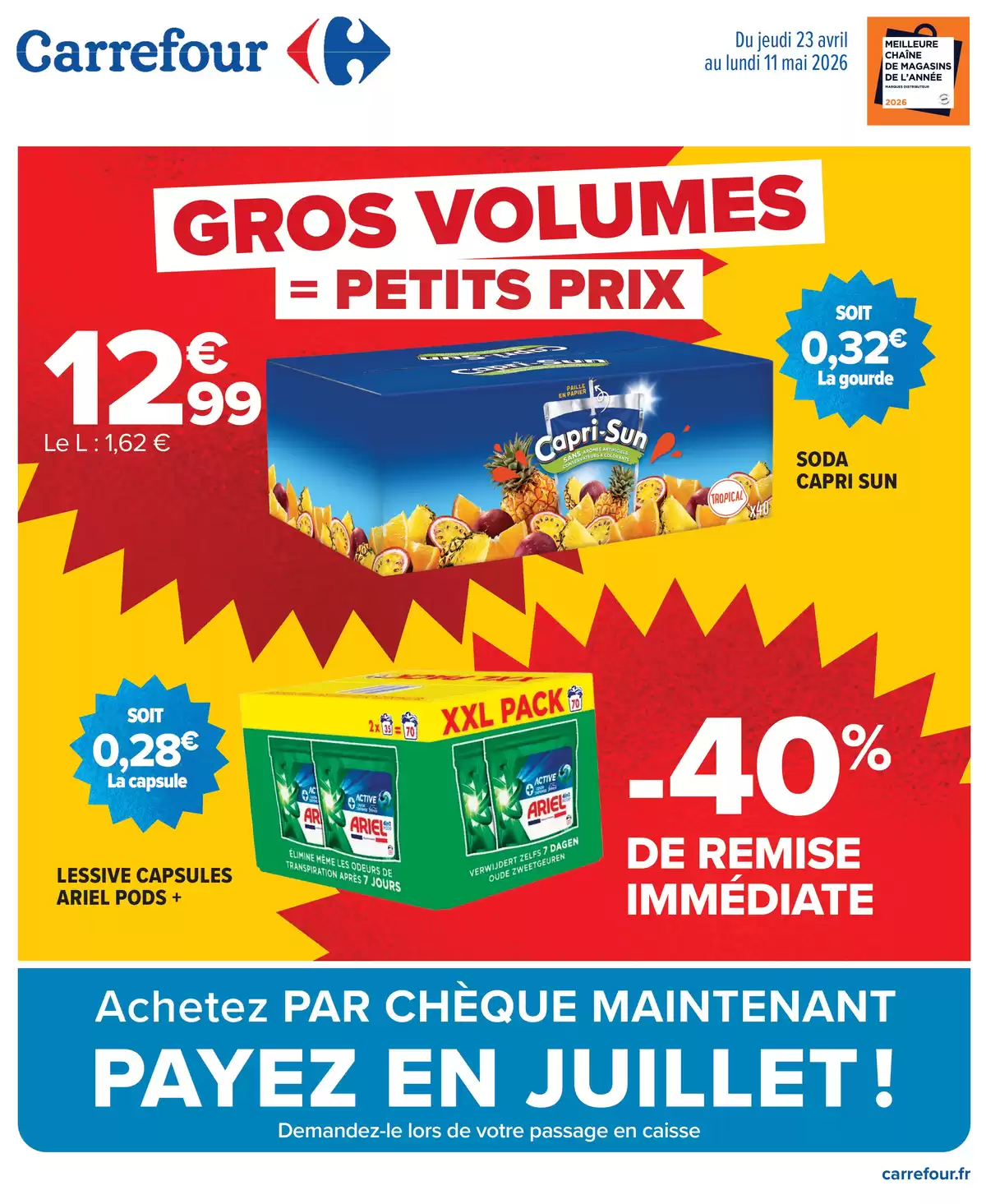 Carrefour France offers from 23 April to 11 May 2026 LARGE VOLUMES 2 - Page 1