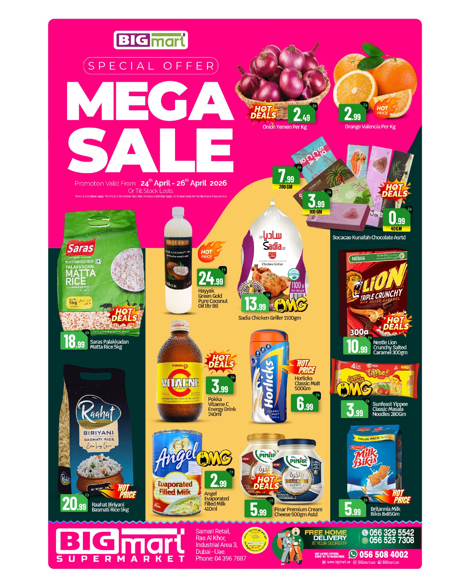 BIGmart offers in Ras Al Khor from 24 to 26 April 2026 MEGA SALE - Page 1