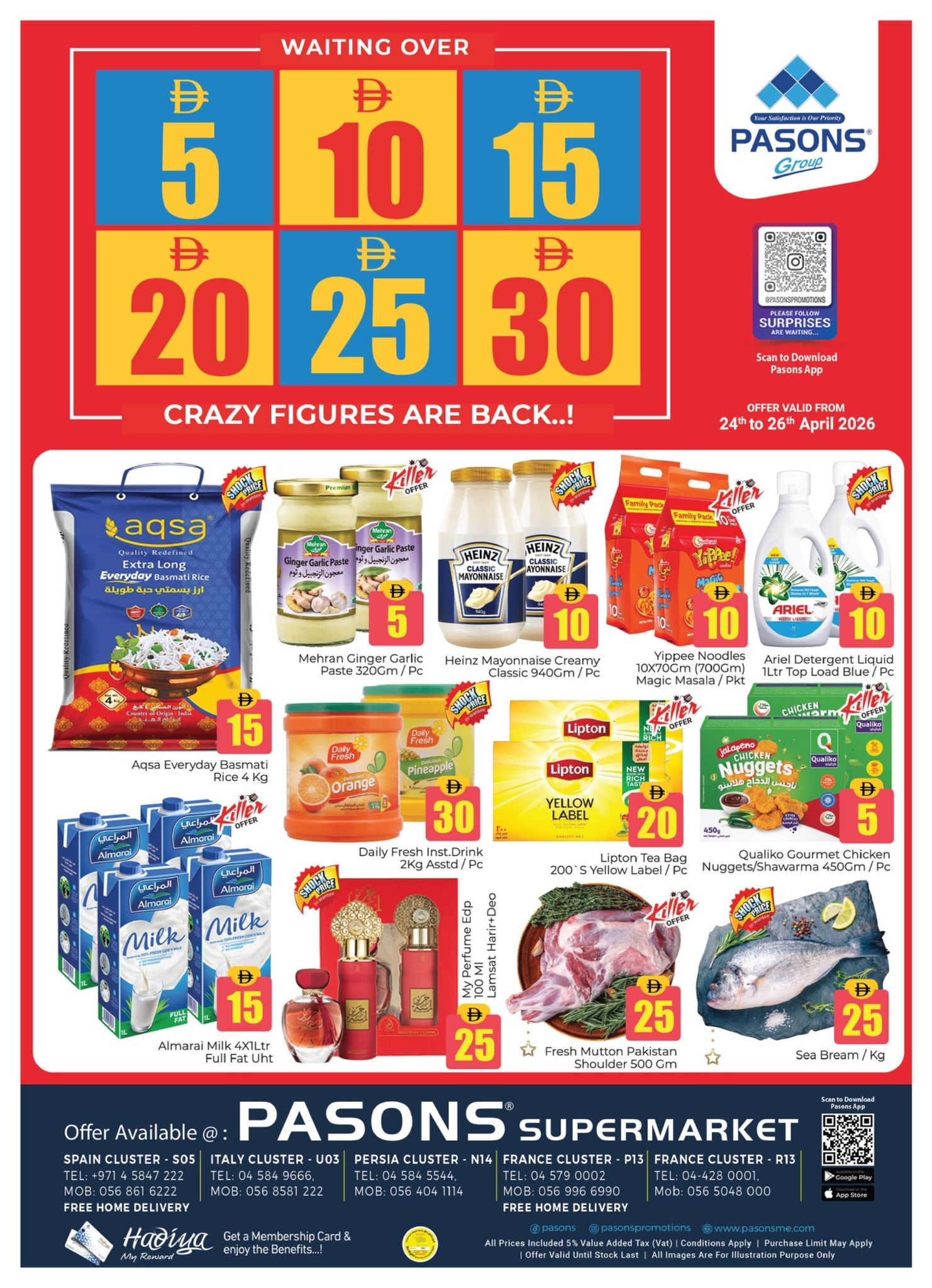 Offres supermarché Pasons Dubai de 24 à 26 avril 2026 Offres de Prix Dingues - Page 1