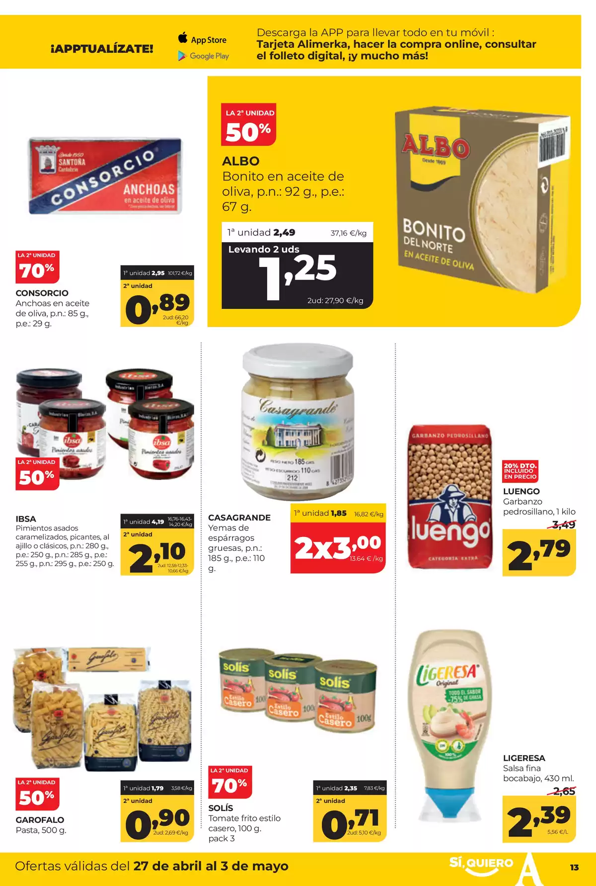 Ofertas de ‎Alimerka Supermercados‎ España de 27 abril a 3 mayo 2026 ofertas semanales - ‎Alimerka Supermercados‎ - España - 27 abril 2026 – 3 mayo 2026 - Página 13