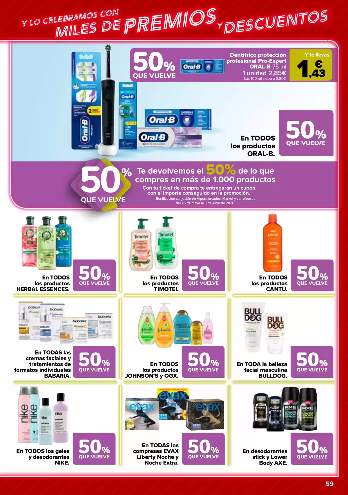 Offres Carrefour Espagne de 12 à 25 mai 2026 50% RETOUR + 2ème. AL -50% - Carrefour - Espagne - 12 mai 2026 – 25 mai 2026 - Page 59