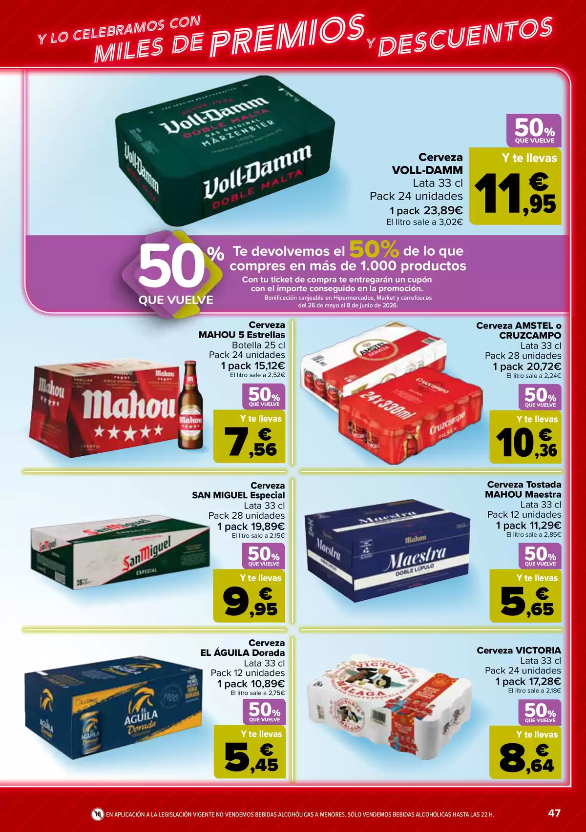 Offres Carrefour Espagne de 12 à 25 mai 2026 50% RETOUR + 2ème. AL -50% - Carrefour - Espagne - 12 mai 2026 – 25 mai 2026 - Page 47