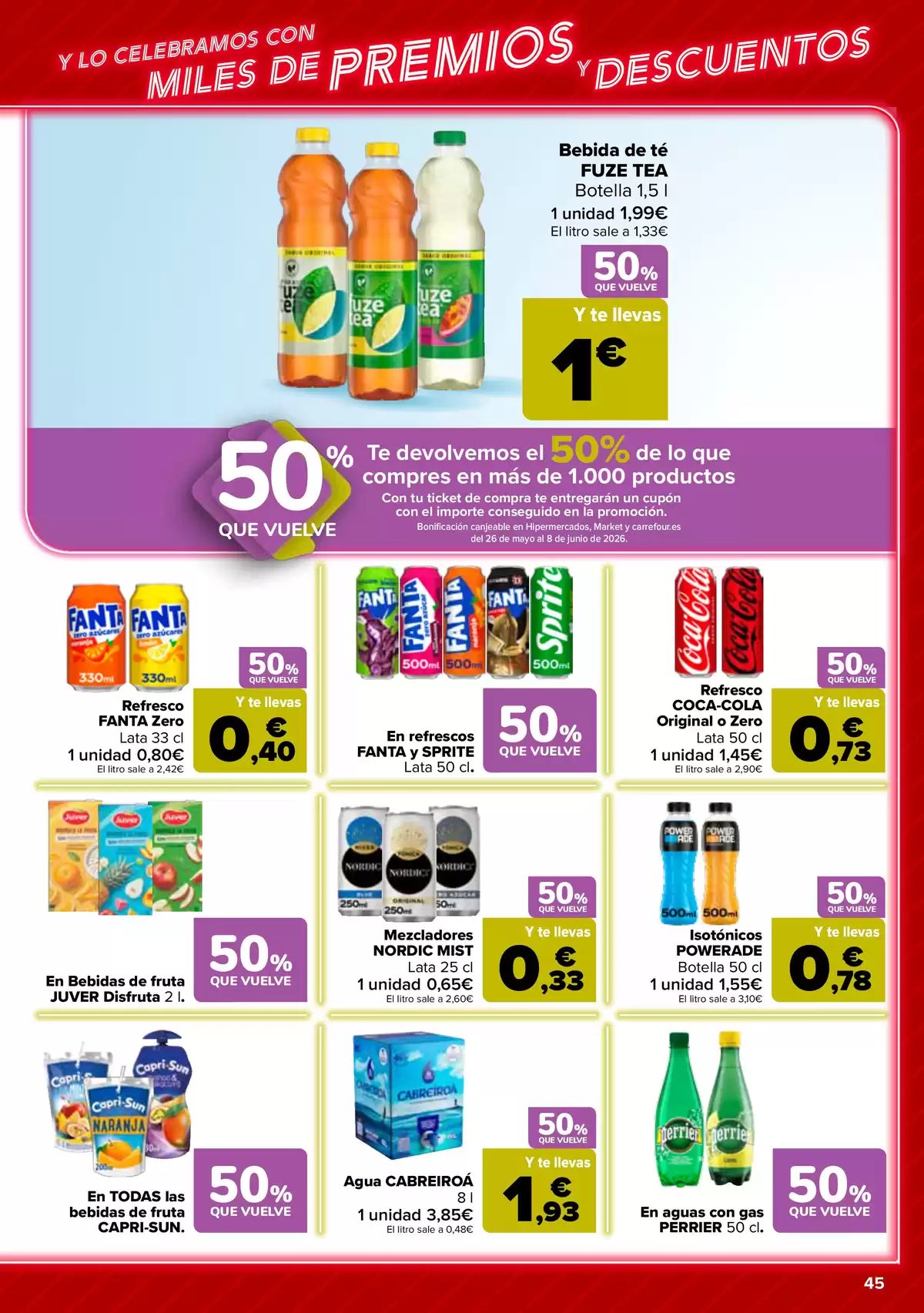 Offres Carrefour Espagne de 12 à 25 mai 2026 50% RETOUR + 2ème. AL -50% - Carrefour - Espagne - 12 mai 2026 – 25 mai 2026 - Page 45