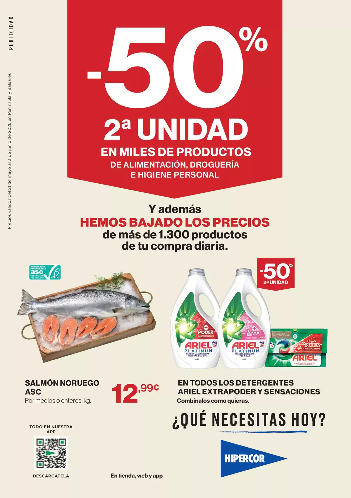 Offres Hipercor Espagne de 21 mai à 3 juin 2026 -50% 2e unité sur des milliers de produits - Page 1