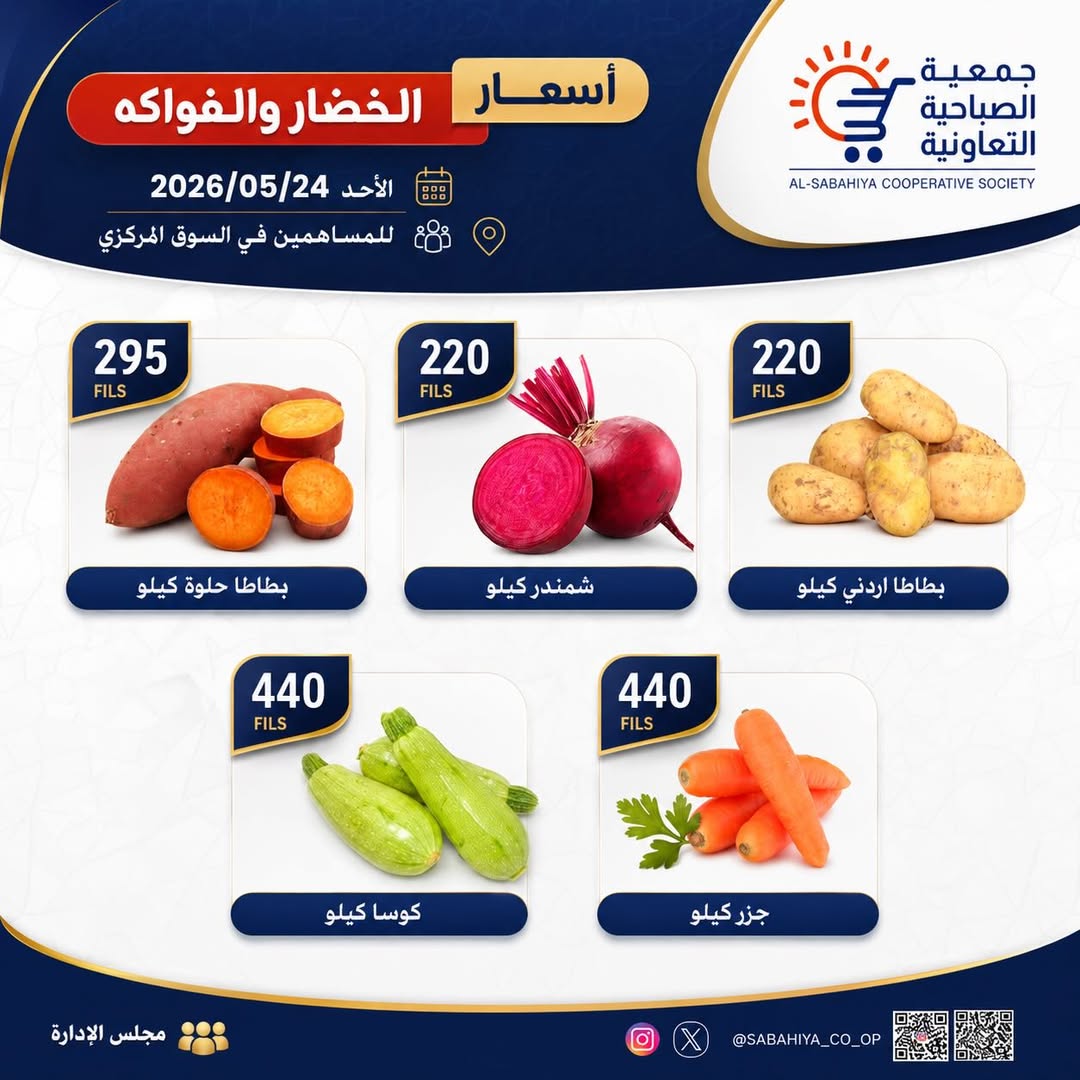 Offres Coopérative Sabahiya seulement dimanche 24 mai 2026 Offres de fruits et légumes - Page 1