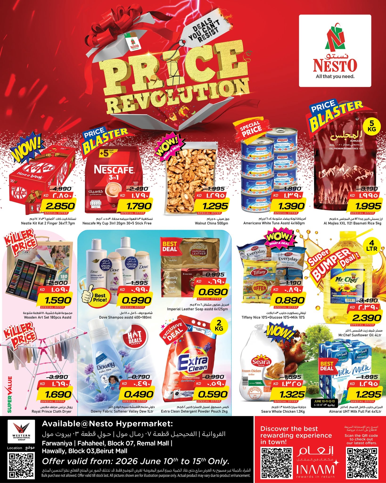 Offres Nesto Hypermarchés Hawalli, Farwaniya, Fahaheel de 10 à 15 juin 2026 Offres de révolution des prix - Page 1