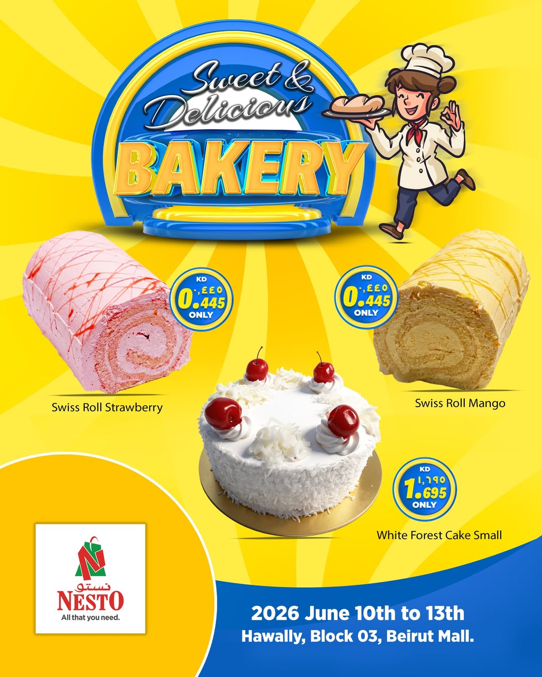 Offres Nesto Hypermarchés Koweït de 10 à 13 juin 2026 BOULANGERIE SUCRÉE ET DÉLICIEUSE - Page 1
