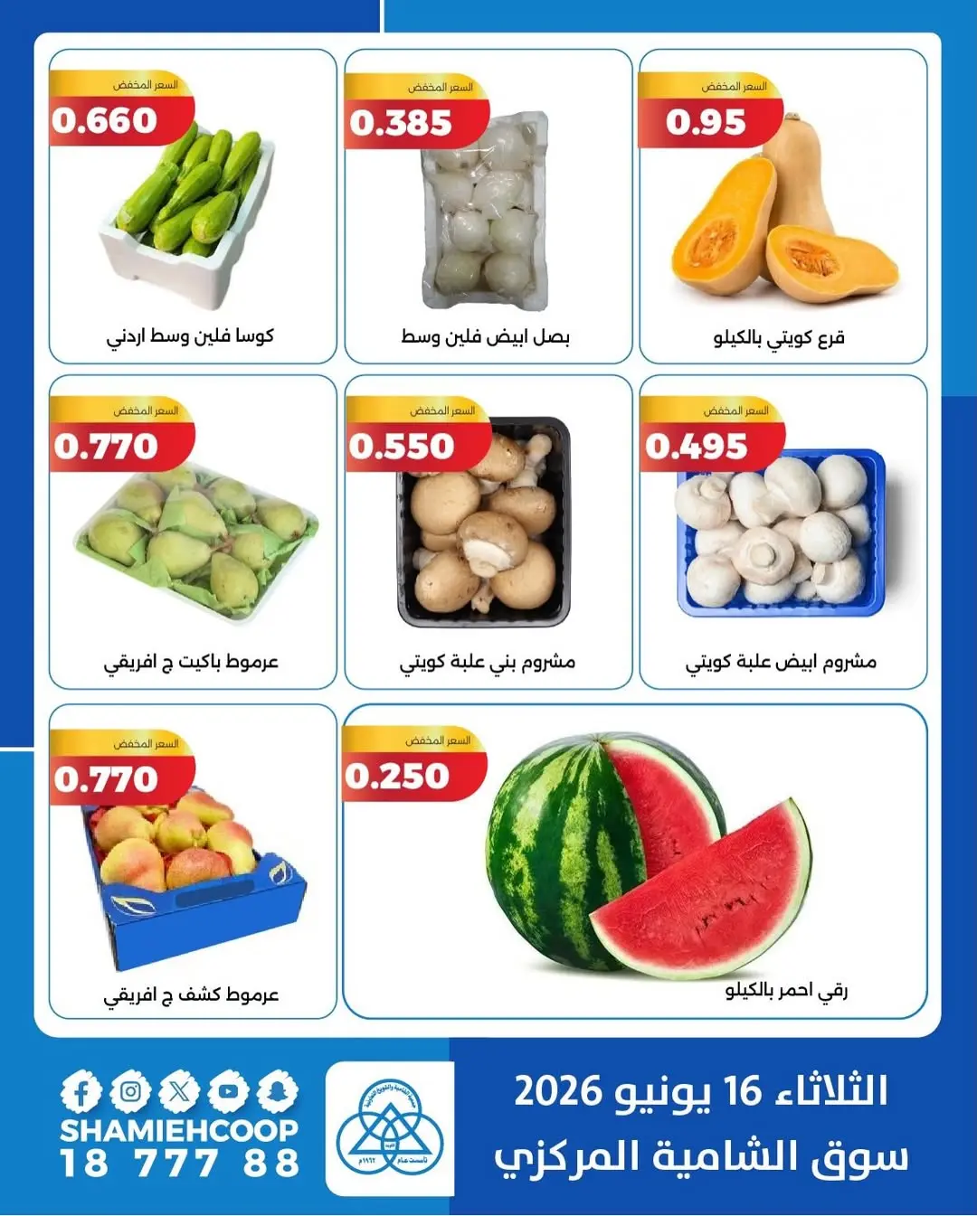 عروض جمعية الشامية والشويخ الثلاثاء ١٦ يونيو ٢٠٢٦ عروض الخضروات والفواكه - جمعية الشامية والشويخ - الكويت - 16 يونيو 2026 – 16 يونيو 2026 - صفحة 2