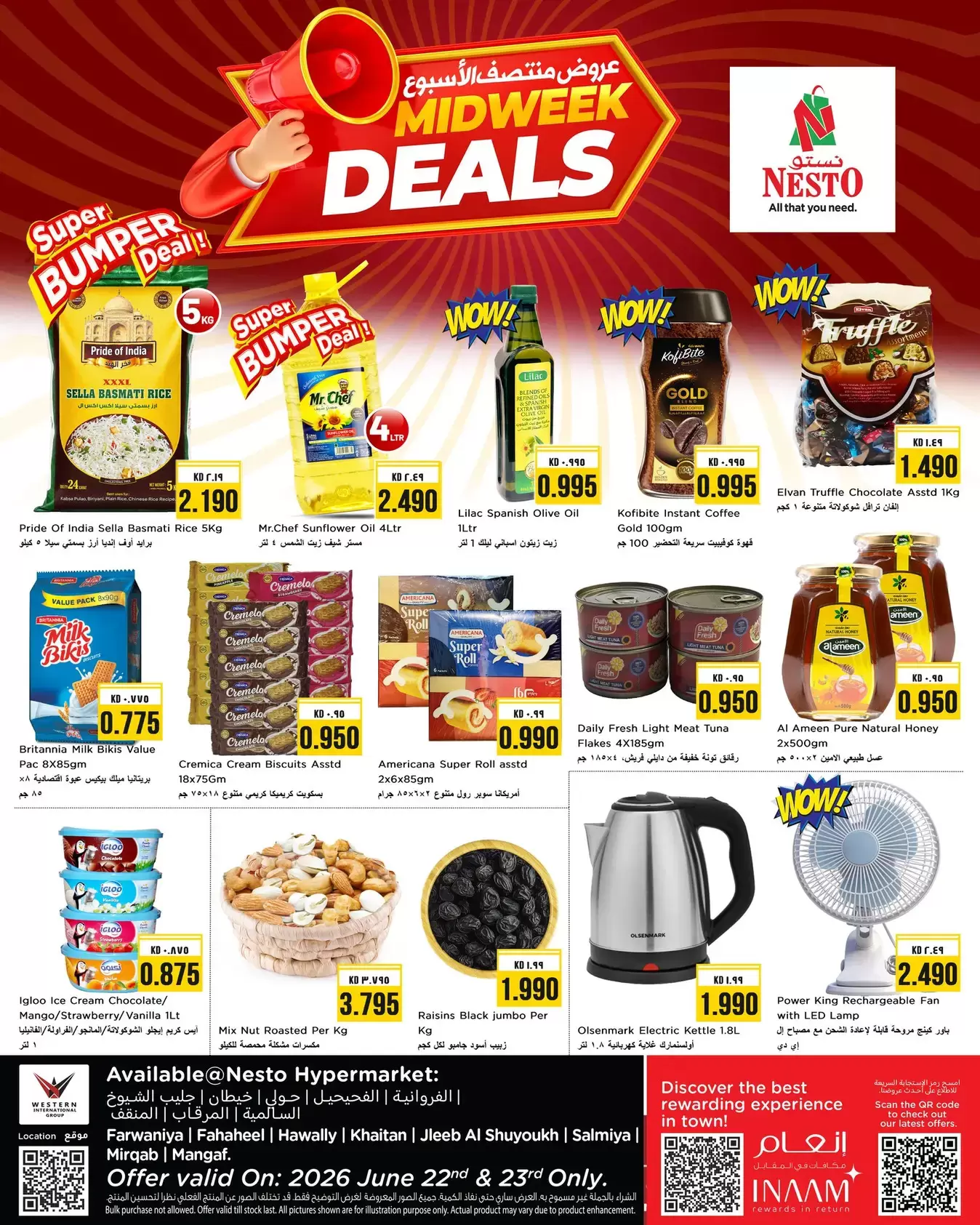 Nesto Hypermarkets Kuwait offers from 22 to 23 June 2026 Midweek Deals - Page 1