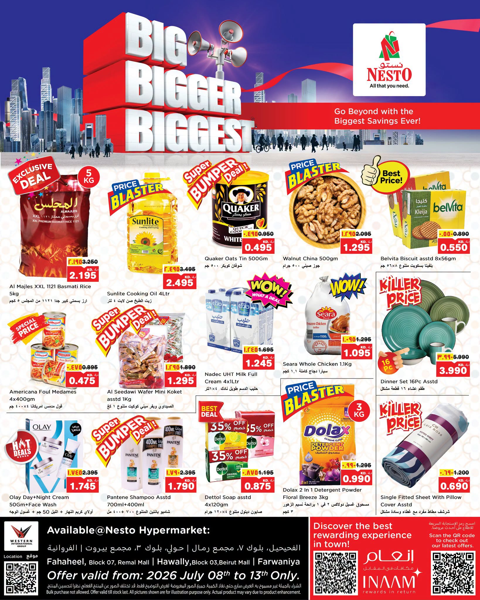 Nesto Hypermarkets offers in Fahaheel, Hawalli, Farwaniya from 8 to 13 July 2026 Big Bigger Biggest - Page 1