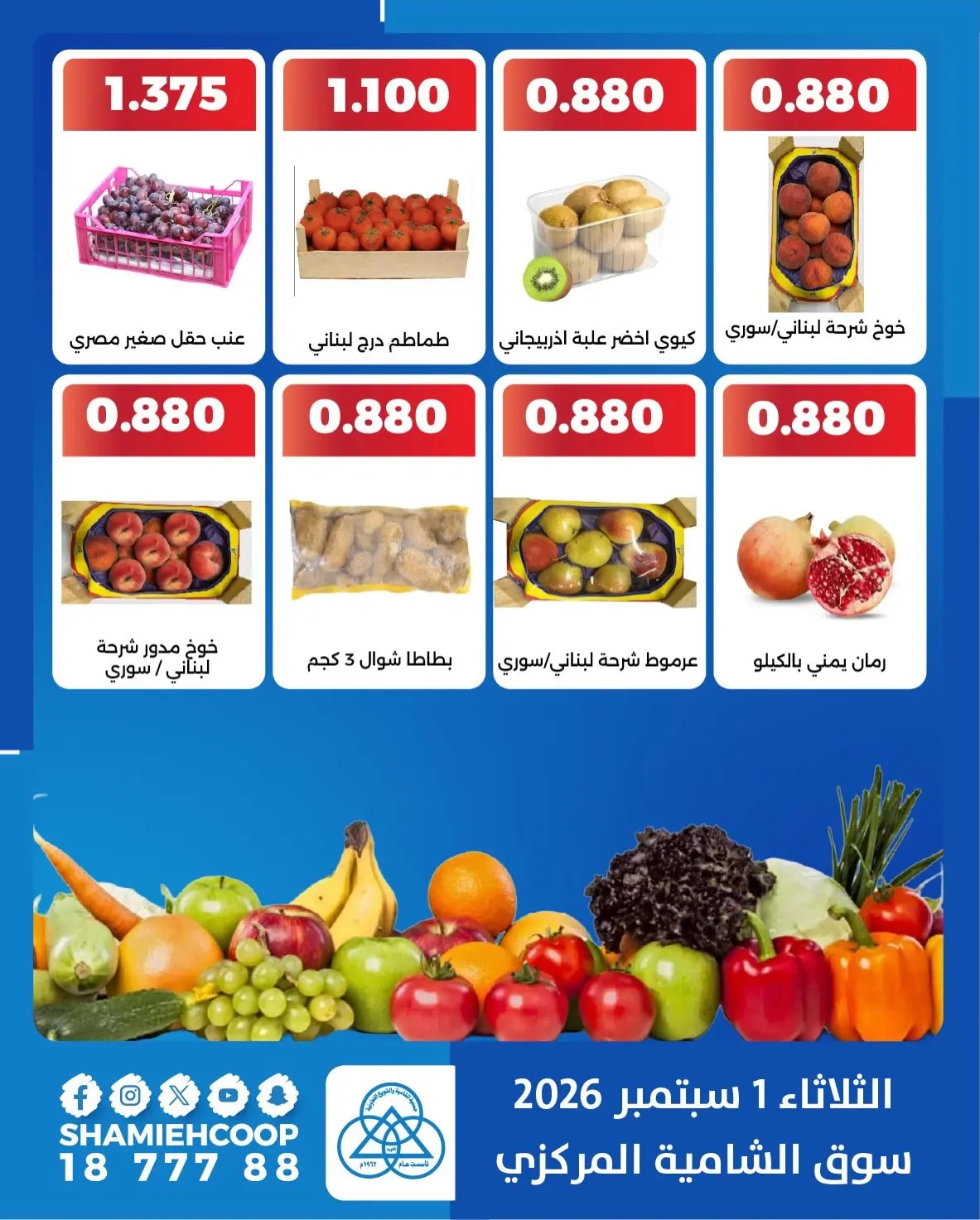 عروض جمعية الشامية والشويخ الثلاثاء ١ سبتمبر ٢٠٢٦ عروض الخضروات والفاكهة - جمعية الشامية والشويخ - الكويت - 1 سبتمبر 2026 – 1 سبتمبر 2026 - صفحة 3