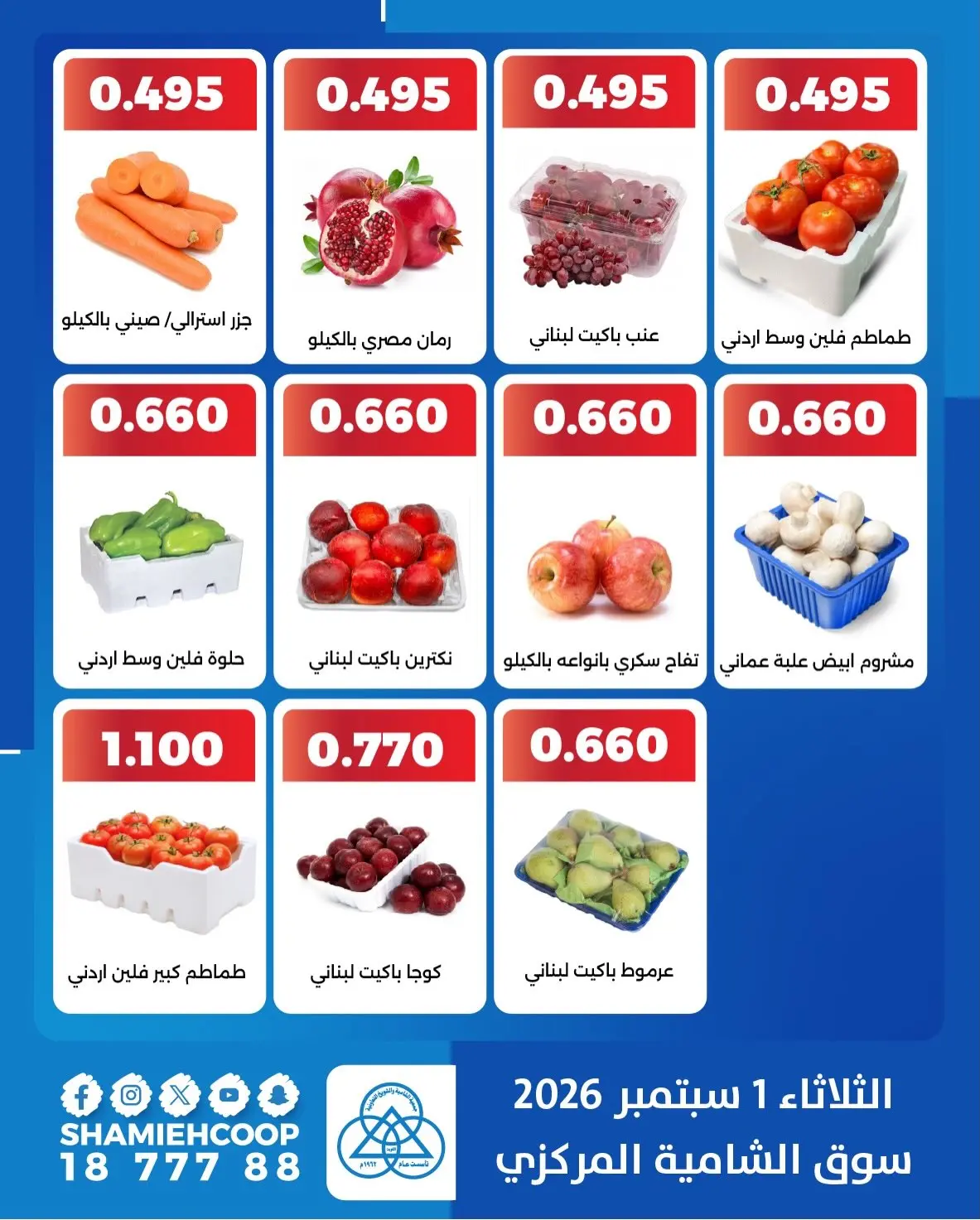 عروض جمعية الشامية والشويخ الثلاثاء ١ سبتمبر ٢٠٢٦ عروض الخضروات والفاكهة - جمعية الشامية والشويخ - الكويت - 1 سبتمبر 2026 – 1 سبتمبر 2026 - صفحة 4
