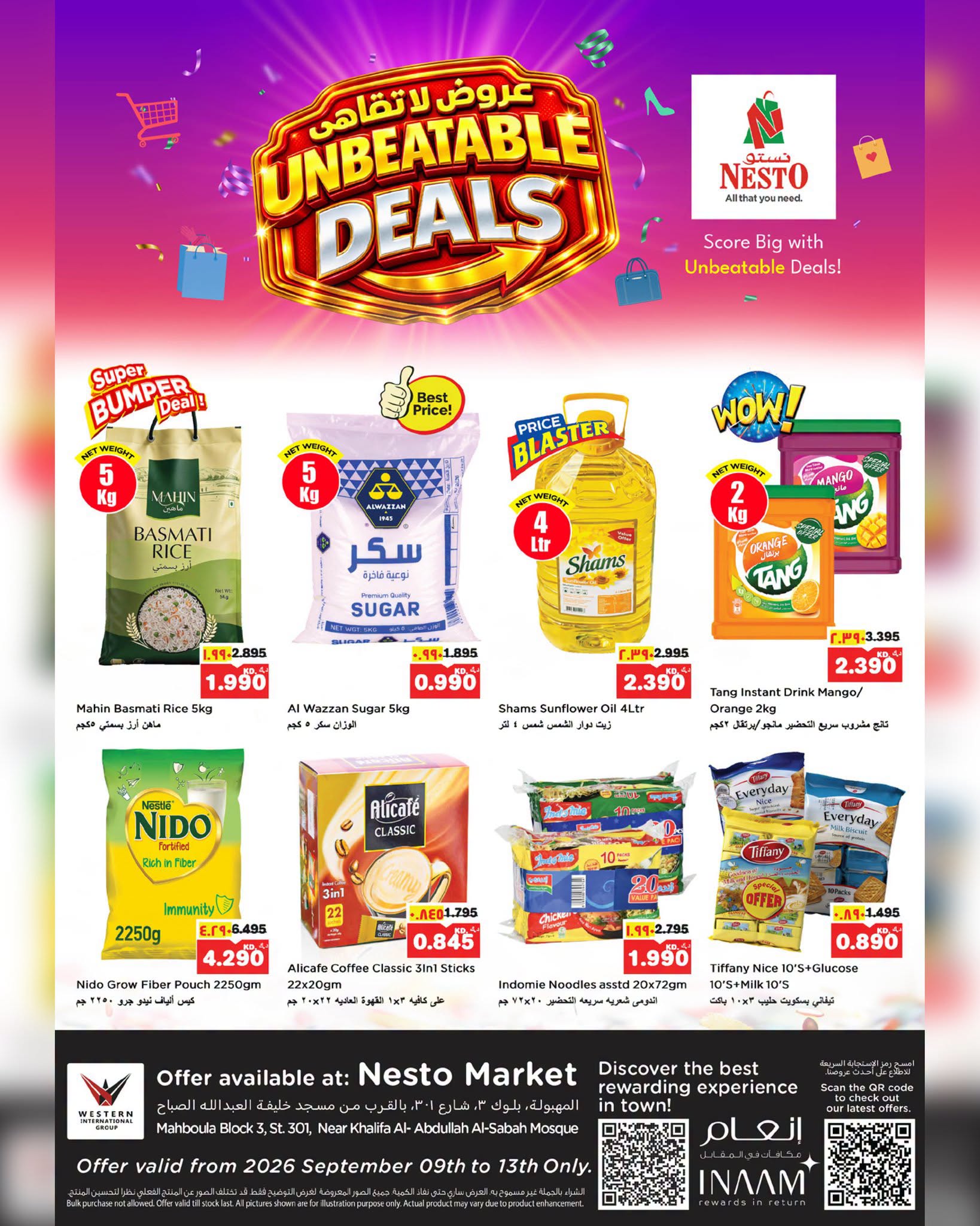 Nesto Hypermarkets Kuwait offers from 9 to 13 September 2026 Unbeatable Deals- Block 3 Branch - Page 1