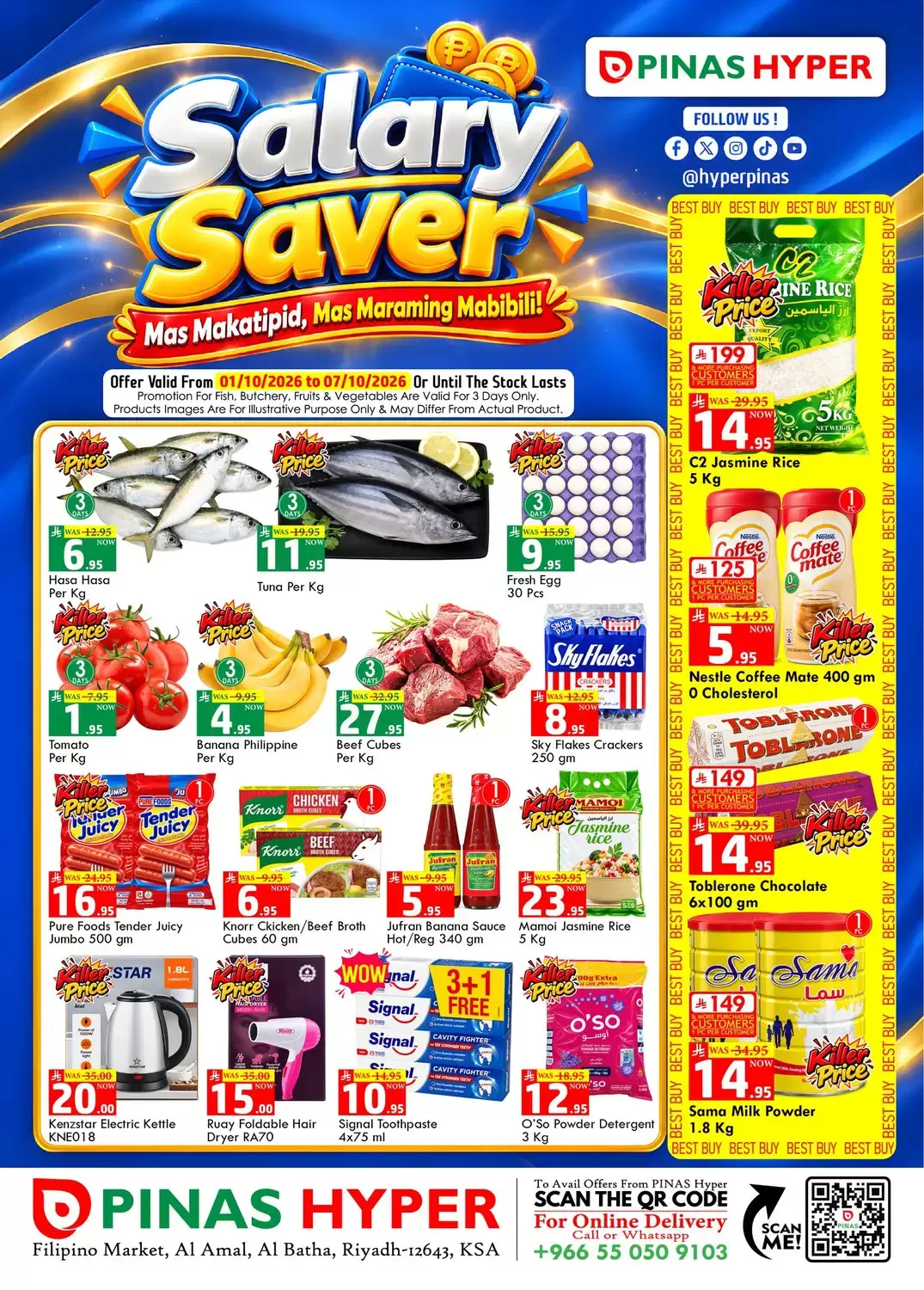 Pinas Supermarket offers in Albtha from 18 to 24 Rabiʻ II 1448 AH (1 – 7 October 2026) Salary Saver - Page 1